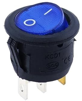 PDFEswm 1 pièces 12v LED Interrupteur 20A 12V Interrupteur d'alimentation Voiture Bouton lumières Marche/arrêt 3pin Rond Interrupteur à Bascule(Blue,220V)