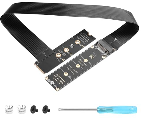 GINTOOYUN 90 grados ngff m.2 m-Key nvme alargador 40 cm pcie 3.0/4.0 m.2 nvme/ngff SSD cinta flexible cable para placa base SSD 2230/2242/2260/2280(90 grados)