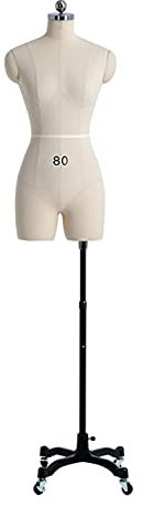 OWOHYG Ansteckbarer Styropor-Schneiderpuppen-Torso Mit Rädern, Große Weibliche Näh-Schneiderpuppe Zum Herstellen Von Kleidung, Höhenverstellbar, Weiß(XXL-Model 88)