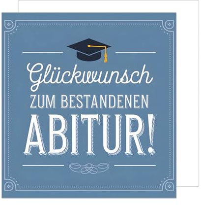 Edition Seidel Premium quadratische Glückwunschkarte zur bestandenen Prüfung mit Umschlag. Grußkarte Karte mit Spruch Abschluss Feier Abitur Studium Mann Frau Jugendliche Jugendlicher (PRQ109 SW025)