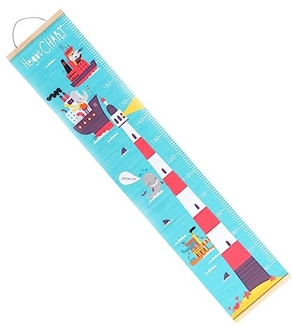 Wachstumstabelle für Kinder Weihnachten Party, Wandbehang Lineal | Nordischer Leuchtturm, Leicht Aufzuhängen und Aufrollbar, Dekoration fürs Kinderzimmer
