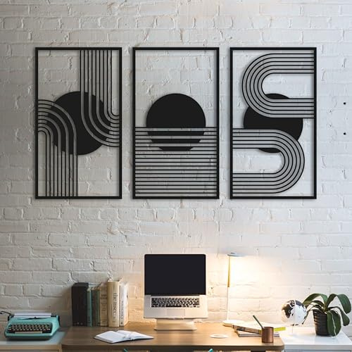 KAWA METALWORKS Moderne Wandkunst aus Metall von Mitte des Jahrhunderts, große abstrakte Metall-Wanddekoration, geometrische Wandskulptur aus der Mitte des Jahrhunderts, Boho-Wandkunst, Heimgeschenk