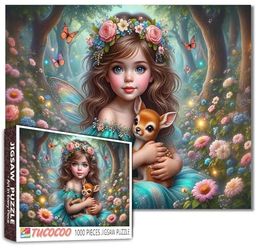 Tucocoo Enchanted Forest Puzzle pour adultes - Fée magique et faon - Scènes fantastiques - Puzzle stimulant pour la relaxation