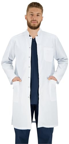 B-well Antonio Blouse Blanche Médicale Homme | Professionnelle Qualité | avec Boutons-Pression, Blanc., XXXXL