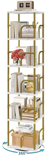 IBUYKE Librerias Girevole a 5 Ripiani,Libreria Verticale,Bianco TBC005GW