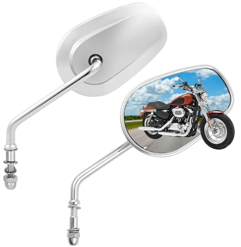 DREAMIZER Specchietti Retrovisori per Moto M8 8 mm Cromo Specchietti Sportster a Stelo Lungo Compatibile con Harley Road King Street Electra Glide Dyna Softail Road Glide 1982-2025