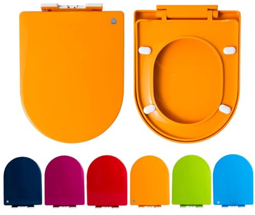 Sedile WC a forma di D con chiusura rallentata, facile da fissare e a sgancio rapido per la pulizia, sedile spesso colorato, 360 x 445 mm, perfetto per bagni moderni e comfort