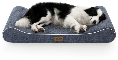COZY KISS Waschbares Hundebett Wasserfest für Groß Hunde 114x76cm, Blau | Orthopädisches Hundematte, Erhöhtem Rand, Rutschfestes Hundekissen, Verstärktem Komfortschaum, Atmungsaktiv, 15cm H, Blau