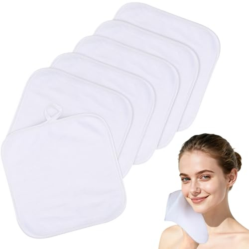 SINLAND Salviette struccanti in microfibra, 20 x 20 cm, confezione da 6 | Asciugamani per il viso riutilizzabili, super morbidi e assorbenti, per donne con pelle sensibile