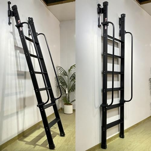 Heavy-Duty Aluminum Attic Ladder - Space-Saving Wall-Mounted Loft Escape Staircase, 6.2ft Egress Ladder for Basement Fire Emergencies, Easy to Install, Durable, Safe