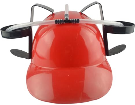 Gorro de Cerveza Gorro para Beber Bebida Divertida Casco de plástico Seguro para Beber con Soporte para Latas y Pajita, Divertido para Cerveza Soda Fiesta Juegos de fútbol Novedad Rojo para Fiesta
