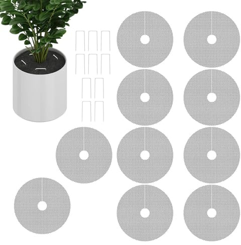Abdeckung Für Pflanzenerde,10 Stück Gitter Netz | Mit 10 Stäben Schneidbare Topfbodenabdeckung | Für Die Verwendung Mit Katzen Hunden Tieren Gartenarbeit Moos Innen Und Außen