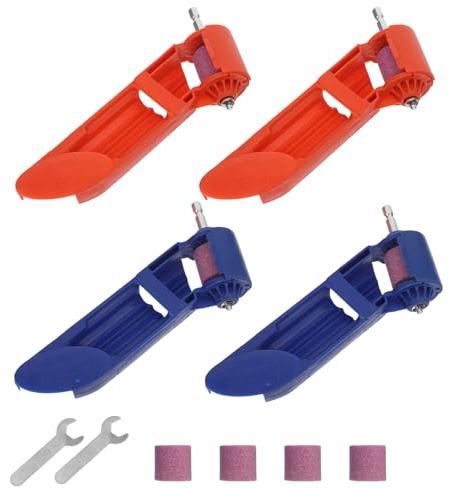 Gadpiparty Juego Portátil de 4 Afiladores de Brocas para Taladros Amoladora Manual Piedra de Amolar para Herramientas Rotativas Lijadora Multifuncional para Metales Adecuado para