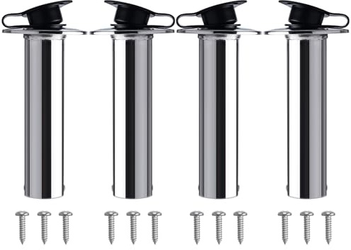 NovelBee 4 Pack Fishing Rod Holders with Rubber Cap and Mounting Screws,90 Degree Stainless Steel Flush Mount Rod Holder for Fishing Boat