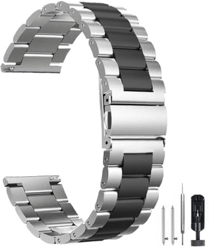 HEYOZURY Bracelet de Montre en Acier Inoxydable Métallique avec Extrémité Droite et Courbée18mm 19mm 21mm 20mm 22mm 24mm Bracelet de Montre de Remplacement Métallique pour Hommes et Femmes