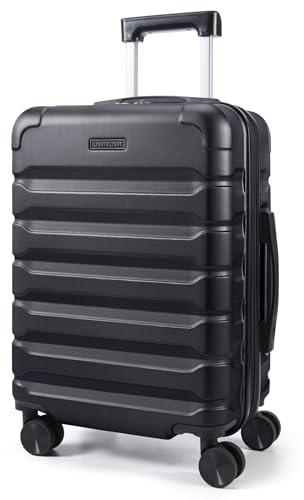 LIGHT FLIGHT Carry On Luggage 22x14x9 Airline Approved, Expandable Carry On Suitcases with Wheels, Lightweight Luggage, Durable Hard Shell 20 Inch Rolling Suit Case for Men Women Travel Black