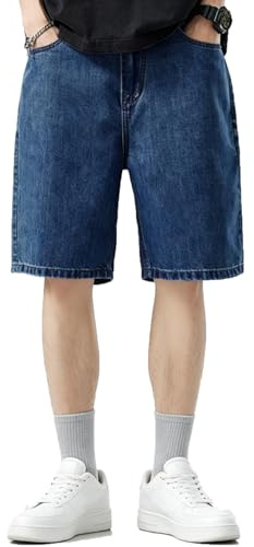 PADOLA Vaqueros Cortos para Hombres Jeans Shorts Pantalones Ajuste Holgado Bermuda Pantalones Cortos