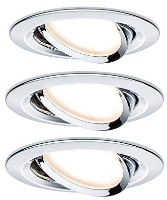 Paulmann 93452 Einbauleuchte LED Coin Nova rund 6,5W Chrom 3er-Set schwenkbar IP23 sprühwassergeschützt
