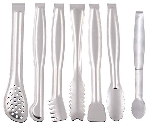 HINMAY Small Serving Tongs Set 6-Inch Appetizer Tongs Stainless Steel Mini Tongs, Set of 6