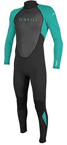 O'Neill Wetsuits Mädchen Reactor II 3/2mm Back Zip Full Wetsuit Neoprenanzug, Black/Light Aqua, 16