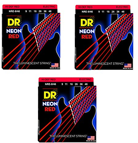 DR-NRE-9/46 - Gitarrensaiten, Neon Red, 3er-Pack