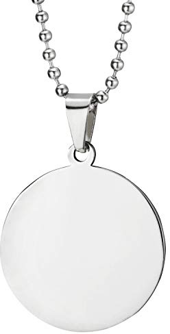 COOLSTEELANDBEYOND Zweiseitig Spiegel Oberfläche Gebürstete Oberfläche Medaille Kreis Edelstahlkette Anhänger Herren Damen, Kugelkette