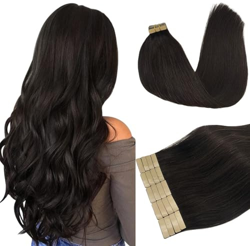 DOORES Tape Extensions Echthaar 55cm 20pcs Dunkelbraun | 50g Echtes Remy Glatt Tape In Extensions, Unsichtbar, Nahtlose Skin Weft FÜR Frauen, Alltagstauglich, Glatt #2