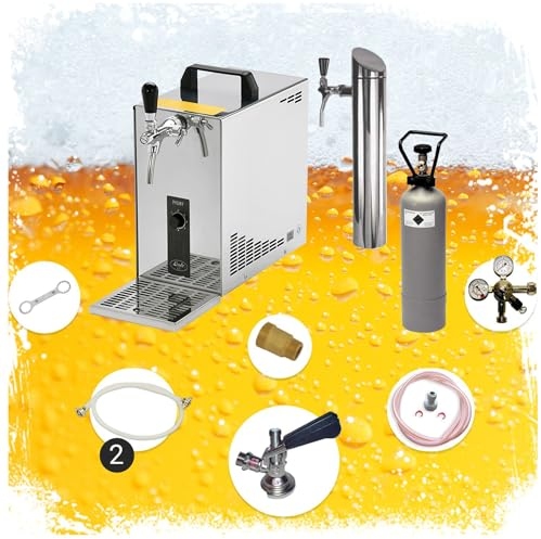 ich-zapfe Set Completo sotto Il bancone, Spillatori per Birra, PYGMY 25 raffreddatore a Secco a 1 Linea, 35 Litri/h, incl. Torre di erogazione, Green Line, Keg:Senza