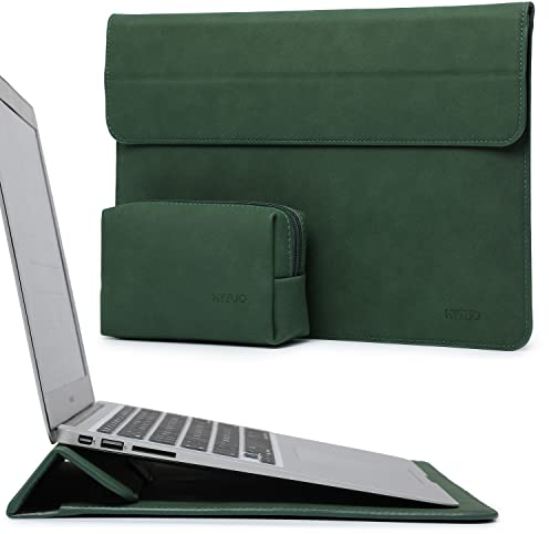 HYZUO 15-16 Zoll Laptop Hülle Laptophülle mit Standfunktion für MacBook Pro 16 M4/M3/M2/M1 Pro/Max 2025-2019, XPS 15, MacBook Pro 15 2015-2012, Samsung Galaxy Book Flex/Pro 15, Mitternacht Grün