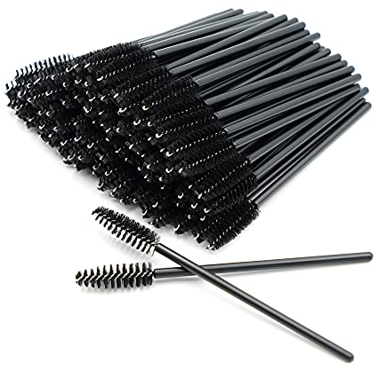 AIBAOBAO 100 pezzi Scovolini Mascara Monouso, Scovolino Ciglia e Sopracciglia Make Up, Pennello per Extension Ciglia Donna, Pettine Ciglia, Applicatore per Mascara (Nero)