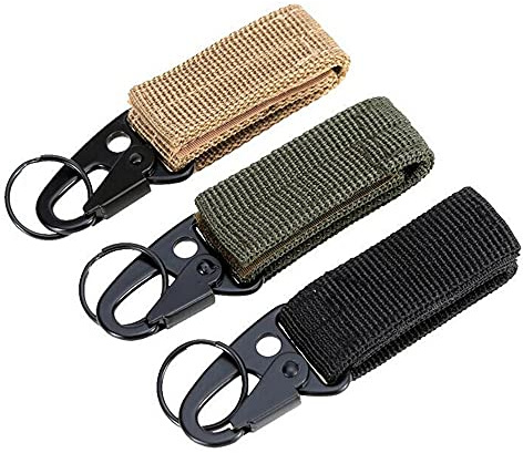 3 Stück Tactical Gürtel Karabiner, Schlüsselanhänger Gürtel, Taktische Nylon Schnalle, 3 Farben, Multifunktional, mit Schlüsselring, für Camping im Freien, Wandern, Bergsteigen Verwendet Werden