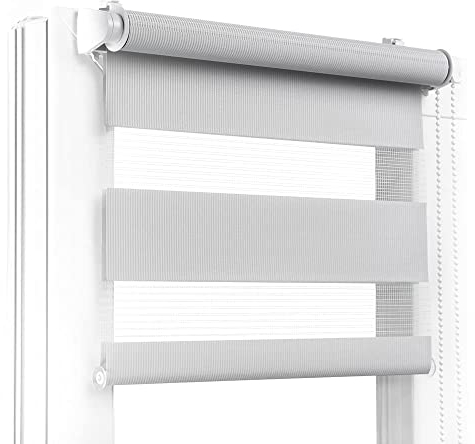 Fenster DEKOR - Rollos für Fenster Hellgrau - Klemmfix Rollo ohne Bohren B125 x H150 cm - Doppelrollo mit Einer Breiten Auswahl an Größen und Farben - Blickdichte Rollos, einfach zu montieren