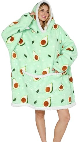 Shamdon Home Collection Hoodie Decke, Kuschelpullover Damen mit übergröße Kapuze - Kuschelig Fleece Tragbare Decke mit Ärmeln, Riesiege Tasche- Kuscheldecke zum anziehen für Sofa Kino