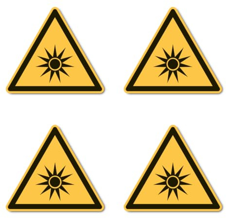 Warnung vor optischer Strahlung: W027 - DIN EN ISO 7010 / ASR A1.3 - Aufkleber: 10 cm, 4 Stück