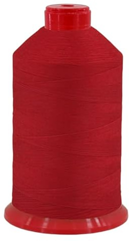 fuwi Jeansgarn Stärke 30 - Stapelgarn mit matter Optik - Extra starkes Nähgarn für Denim, Leder, Polster & Outdoor - 960 dtex, 2600 Meter (0218 Rot)