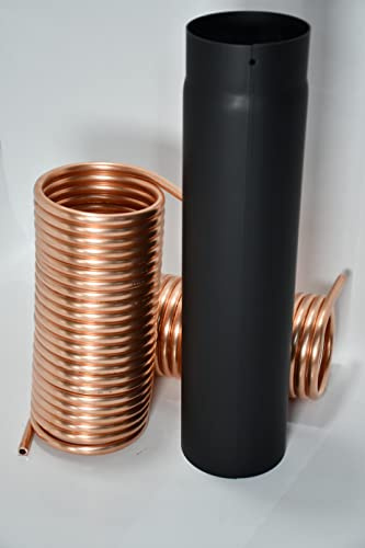 Spirale aus Kupferrohr 15x1mm für OFENROHR 130mm DN 130 aus 10m mit InnenDurchmesser von ca.134mm
