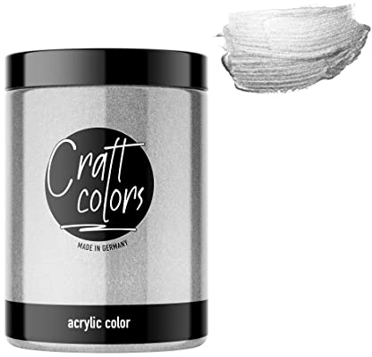 Craft Colors® hochwertige Acrylfarbe edel silber 750ml | Made in Germany l feine premium Pigmente l Kreativfarbe mit hoher Deckkraft | schnell trocknend
