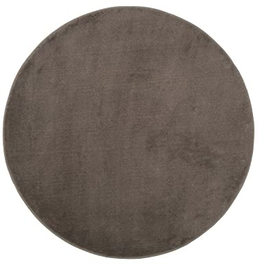 Gözze - Premium Rutschfester Runder Badezimmerteppich, RIO, 100% Microfaser, Ø 110 cm - Taupe