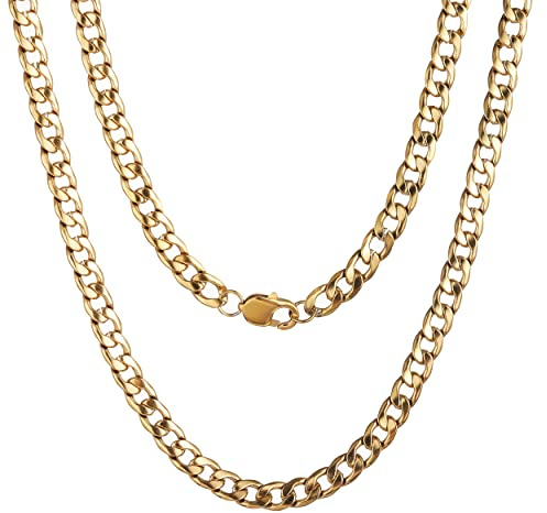 HSWYFCJY kubanskt halsband män silver/guld/svart pansarkedja för män, 6/9 mm rostfritt stål kedja kubankedja halsband 18/20/22/24 tum lång, 22.0Zoll, Rostfritt stål, Ingen ädelsten