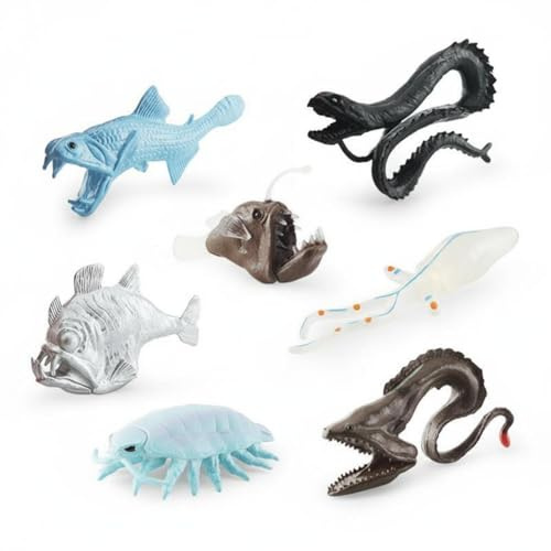 Dickly 7 Stück handbemalte Mini Tiefsee Ozean Biologie Tierfiguren Modellsammlung Ornamente realistische detaillierte Actionfiguren für Kleinkinder