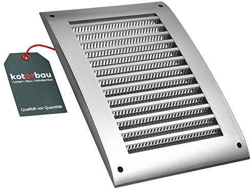 KOTARBAU® Lüftungsgitter 170 x 250 mm Abluftgitter Kunststoff mit Insektenschutz Abschlussgitter Rechteckig Satin Lamellengitter Abluft Zuluft Gitter Ventilator