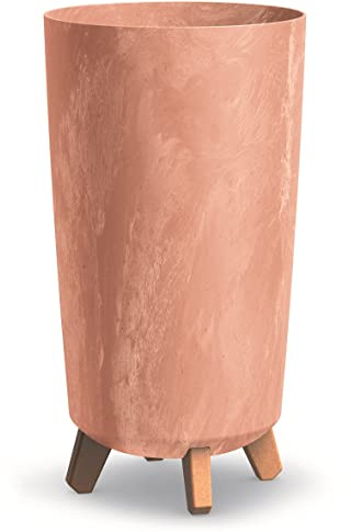 BirnePower Blumentopf Blumenkübel mit Füßen Pflanzkübel Gracia Slim Rund Übertopf Beton Optik Pflanztopf (Höhe 36,5cm, Terrakotta Beton)