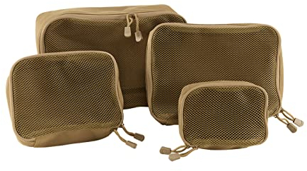 Brandit US Cooper Packing Cubes (camel) für Reisen und Outdoor-Abenteuer, 4-teiliges Taschenset für Kleidung, Schuhe und Ausrüstung, platzsparender Gepäck-Organizer für Rucksack & Koffer
