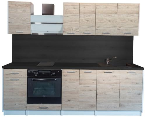 Cuisineandcie - ECO Noyer Blanchi 240 cm - Set de 7 Meubles , Rangement Cuisine Equipée Complete