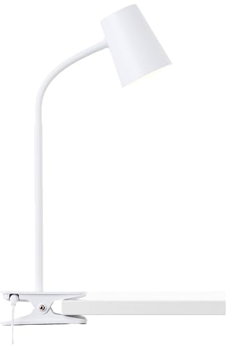 Lightbox LED Schreibtischlampe - 42 cm Höhe - flexible Klemmleuchte mit 3 Stufen Touchdimmer (max. 580 lm) & einstellbarerm Flexarm - Lichtfarbe: 3000 K - aus Kunststoff/Metall - in Weiß