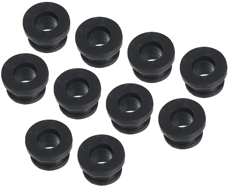 sourcing map 10Pcs Snap Rubber Grommet Hole Plug Mount Dia 10mm ID 7mm H 10mm Seal Anti-Scratch for Electrical Box Cable Pipe Black
