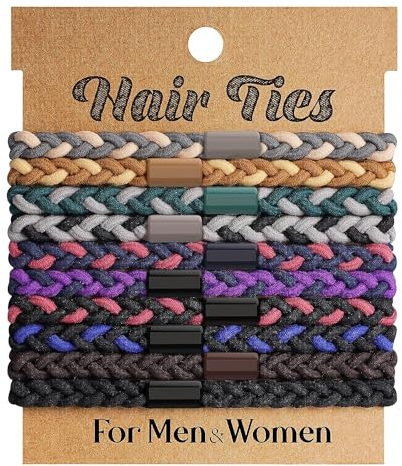 WOOXDYUK 10 Pezzi Elastici per Capelli Intrecciati da Uomo per Panini Ricci e Spessi - Bobine Senza Rughe