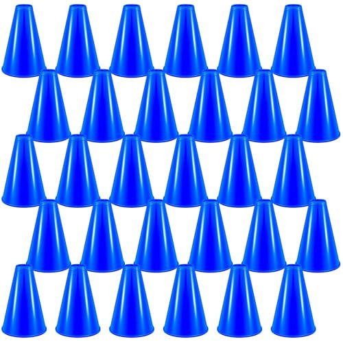 Megaphon für Party, blaues Kunststoff-Megaphon, DIY-Party-Zubehör für Schule, Outdoor-Aktivitäten, Partyzubehör, Sport, Spiel, Spiel, 30 Stück, Blau