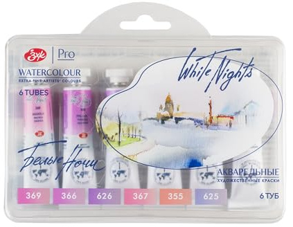 White Nights Nevskaya Palitra Aquarellfarben, extra feine Künstlerqualität, 6 x 10 ml, Set aus Kunststoff, Correx (Rosenblumen-Set)