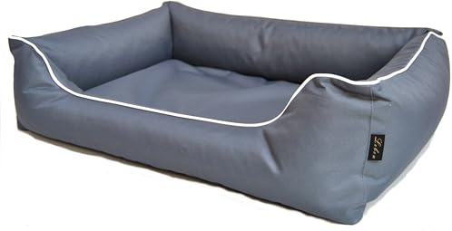 Lebon - Hundebett Paula - 4 Größen - Schwarz - Bordeaux - Türkis - Braun- Grau- Beige - Robust und wasserabweisend - Waschbar - Made IN EU (M, Grau)